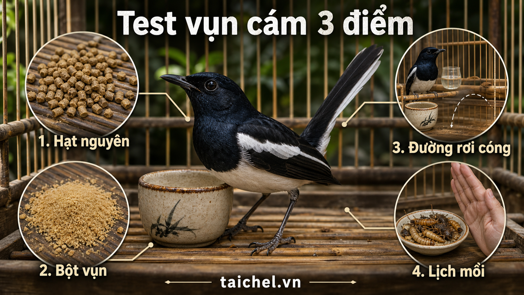 Infographic test vụn cám 3 điểm cho chòe than