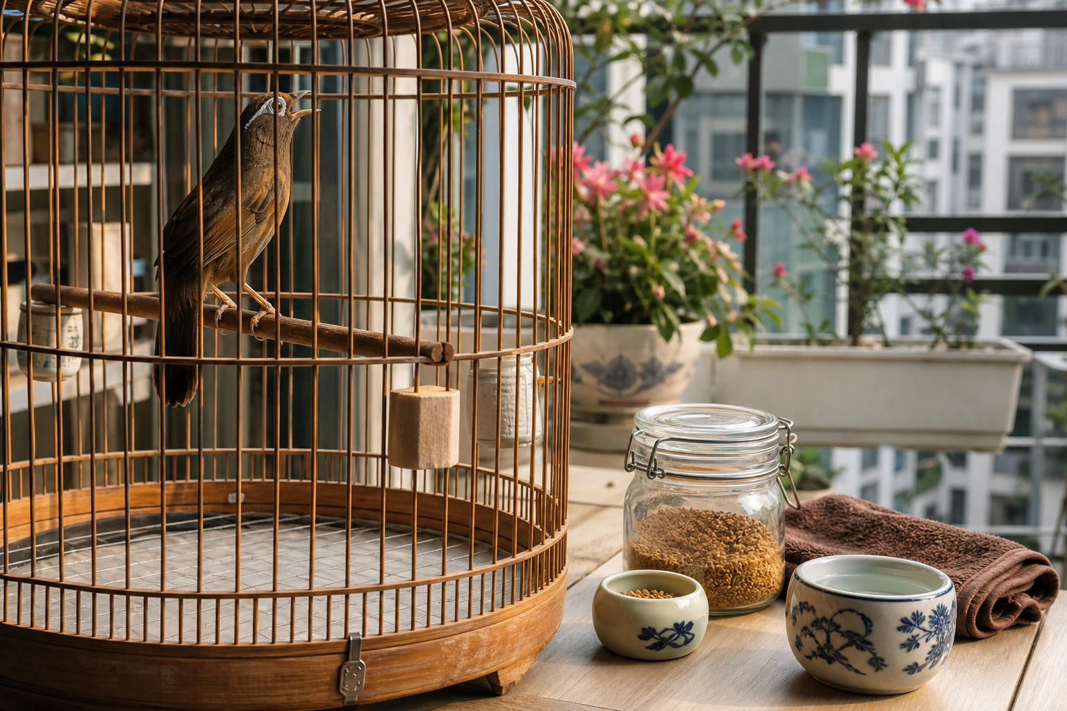 Bảo quản cám họa mi trong hộp kín sau đêm ẩm