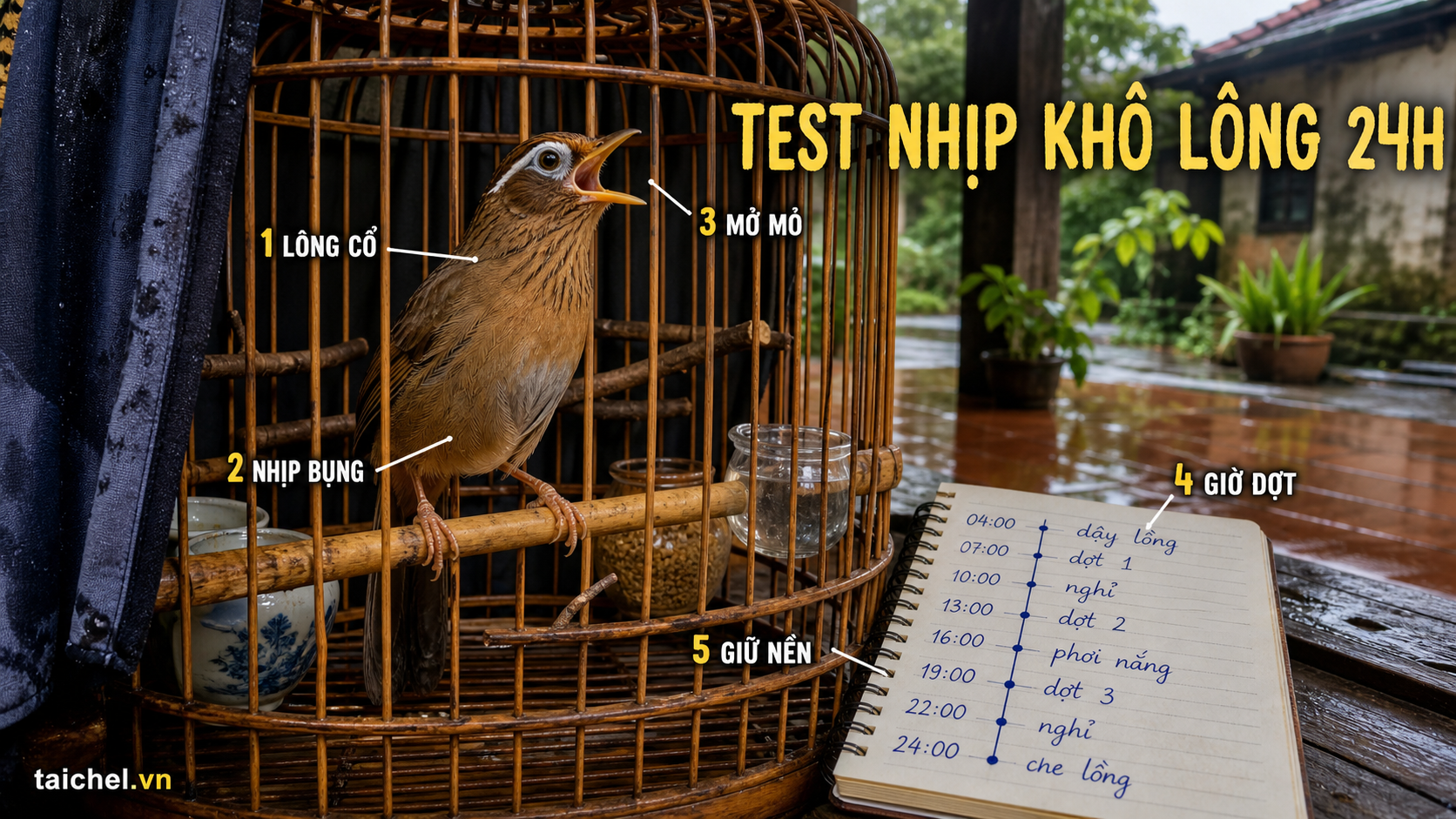 Infographic Test Nhịp Khô Lông 24h cho họa mi sau mưa