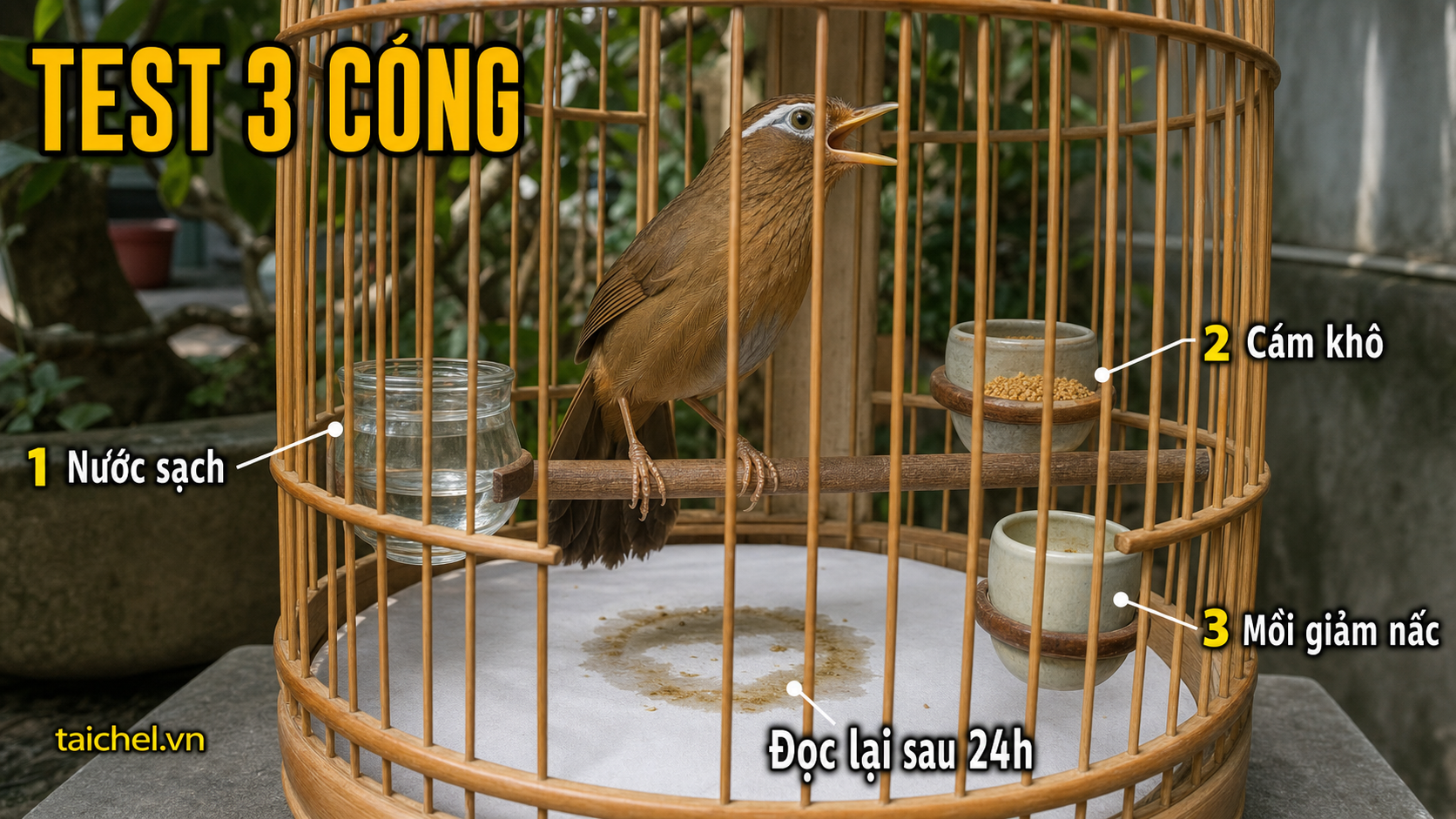 Infographic test 3 cóng cho họa mi uống nước nhiều phân loang