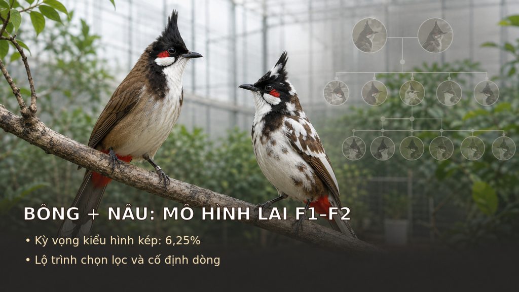 Bông + Nâu ở chào mào: Mô hình lai F1–F2