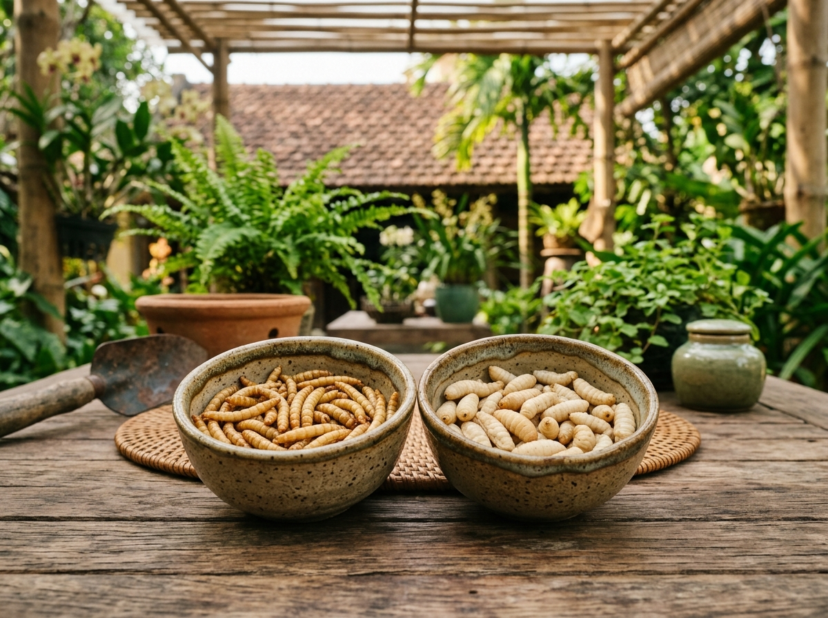so sánh sâu gạo và sâu canxi làm mồi tươi cho chào mào