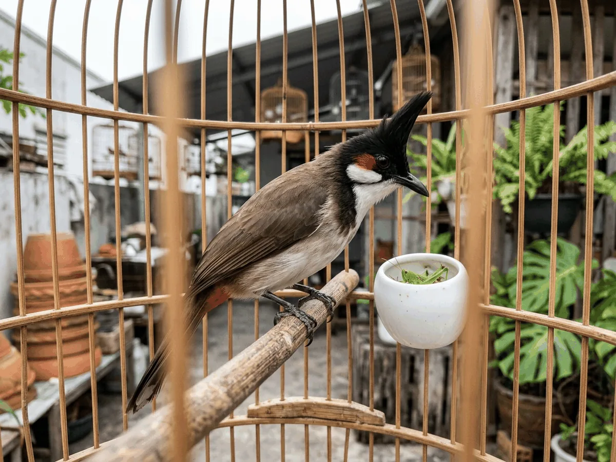Chào mào hót bên cóng cám và cào cào trong lồng