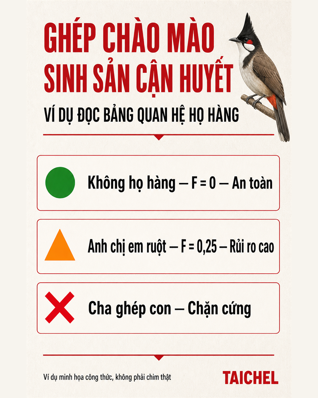 sơ đồ hệ số cận huyết chào mào sinh sản ba mức quan hệ họ hàng