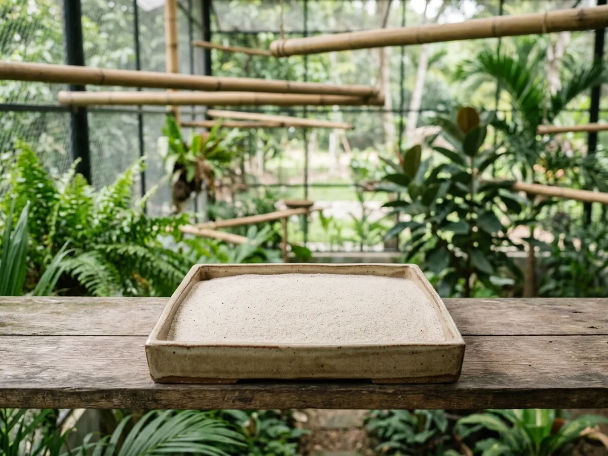 Khay cát khô sạch dùng để tắm cát cho chim cảnh